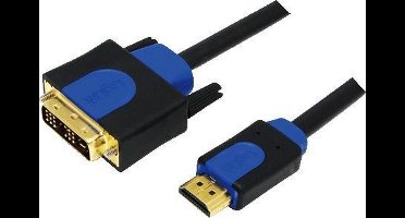 LogiLink CHB3102 DVI-kabel DVI / HDMI Adapterkabel DVI-D 18+1-polige stekker, HDMI-A-stekker 2.00 m Zwart Vergulde stee