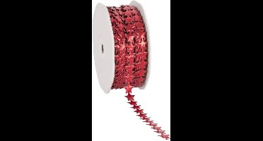Kerstlint Little Puff Stars Rood - 12mm / 10mtr.