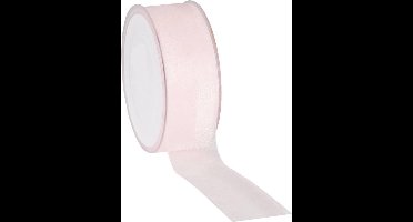Roze Organza lint 40 mm / 50 mtr.