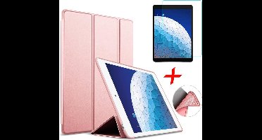Hoes + Screenprotector geschikt voor iPad Air 2019 10.5 inch - Smart Book Case Roségoud