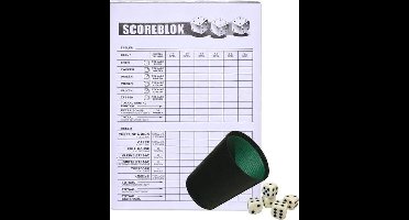 Scoreblok Yahtzee inclusief dobbelbeker met 6 dobbelstenen