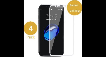4x Screenprotector Gehard Glas geschikt voor Apple iPhone Xs / X - Volledig Beeld Dekkend Tempered Glass Screen Protector Wit van iCall