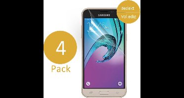 4x Screenprotector geschikt voor Samsung Galaxy J3 (2016) - Glas PET Folie Screenprotector Transparant 0.2mm 9H (Full Screen Protector)