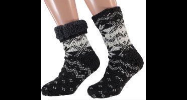Apollo - Huissokken heren - antraciet print - antislip slofsokken - Maat 42-47