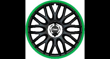 J-Tec Wieldoppen 13 inch Orden R zwart/groen - chroom ring