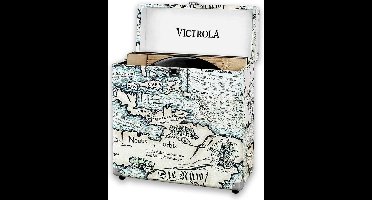 Victrola Retro Platenkoffer met Vintage Opdruk Wit