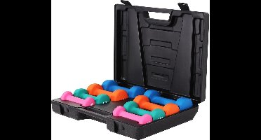 Gorilla Sports Aerobics Set 10 kg – 8 Halters - Incl. Koffer – Antislip Grip – Voor Fitness & Revalidatie