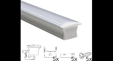 Led strip profiel inbouw 2m - 15 mm hoog - incl. afdekkap - Led profiel 2 meter - Wit