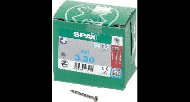 Spax - Spaanplaatschroeven - Torx 10 Cilinderkop - 3,0 x 30mm - Voldraad - RVS (200 stuks)