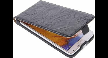 Smartphonehoesjes.nl Zwart kreukelleder flipcase Galaxy Note 3