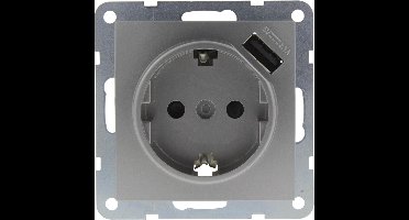 Q-Link S2 Contactdoos Inbouw Randaarde Usb 2.1A 5V Rvs