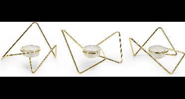 Black+Blum Triangular Loop Waxinelichthouder - Set van 3 Stuks - 14x14x7 cm - Goudkleurig