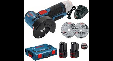 Bosch Professional GWS 12V-76, 2x GBA 12V 3.0 accu-haakse slijpmachine