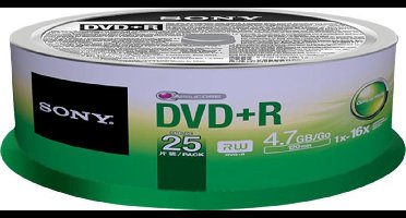 Sony 25DPR47SP - 25 x DVD+R - 4.7 GB ( 120min ) 16x - spindle