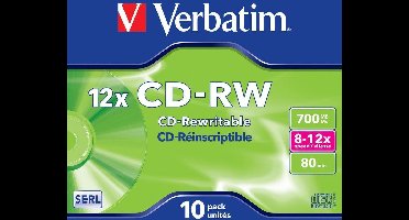 CDRW 80 min. 700 Mb 4-10x in jewelcase 10 stuks (Verbatim)