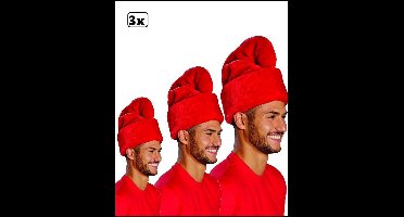 3x Dwergen muts pluche rood deluxe