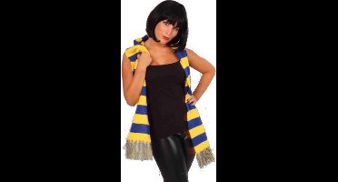 PartyXplosion Sjaal gebreid - Blauw geel - 20x160 cm