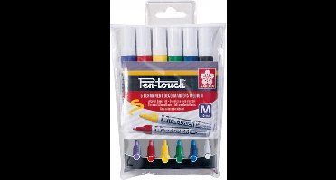 Pen-Touch Handlettering/ Deco markers set 6 kleuren met medium  punt (2,0 mm) + A6 Handlettering Oefenblok