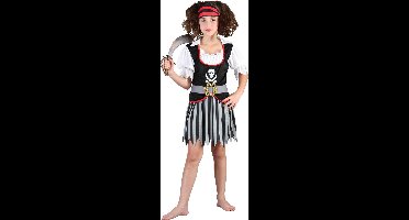 Vegaoo - Zwart en grijs gestreept piratenkostuum voor meisjes