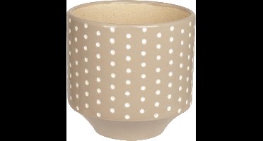 Pt, Plant pot Dots warm grey carved - Vaas - Grijs