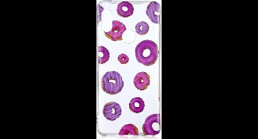 Shop4 - Geschikt voor Xiaomi Redmi Note 5 Pro Hoesje - Zachte Back Case Donuts Transparant