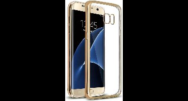 Hoesje geschikt voor Samsung Galaxy S7 Edge - Siliconen Gouden Bumper Electro Plating met Transparante TPU Hoesje (Gold Silicone Hoesje / Cover)