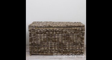 Opbergmand XL - Met deksel - 120x50xH75 - Rechthoek - Riet - Rotan