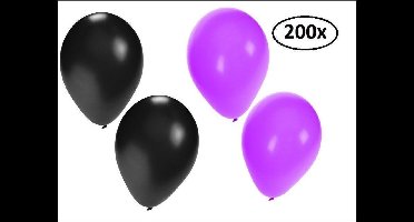 Ballonnen helium 200x paars en zwart - Ballon helium lucht festival verjaardag feest