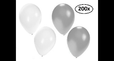 Ballonnen helium 200x zilver en wit