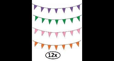 12x Vlaggenlijn Foute kleuren set - 4 verschillende kleuren - Fout feest thema feest party verjaardag fun