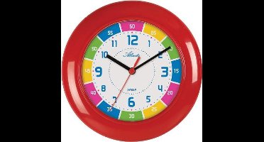 Kinder wandklok rood met klok leer functie