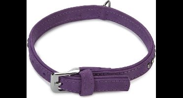 Beeztees leren halsband Buffalo Strass. Paars. 40 cm x 17 mm.
