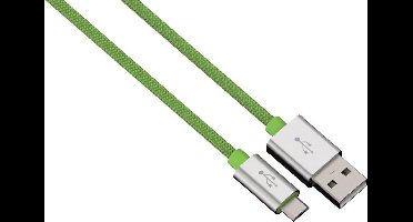 Hama Alunylon Synchrokabel Micro-Usb-Usb 0.5M Groen