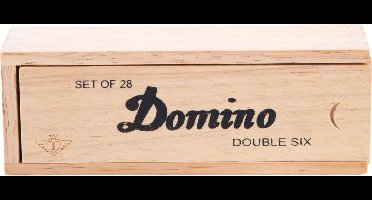 Domino Dubbel 6 Klein – 28 Houten Domino Stenen met Zwarte Ogen – Inclusief Houten Kist met Schuifdeksel – Engelhart Games