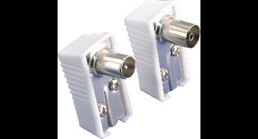 Q-Link Coax Stekker Haaks Male/Female - Wit