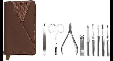 Roestvrijstalen manicureset in etui (10 delig)