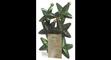 Decoris Ster Plastic Glans-Mat-Glitter Dennengroen 2x7.5x7.5cm