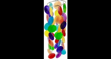 Yogi & Yogini naturals Chakra windmobiel multi kleuren Capiz schelp klein - 35 cm - Schelp - Meerkleurig - M