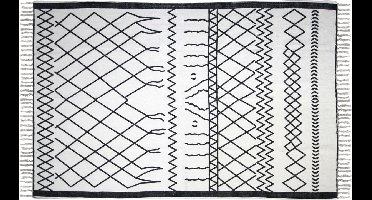 HSM Collection Vloerkleed - katoen - 120x70 cm - wit/zwart