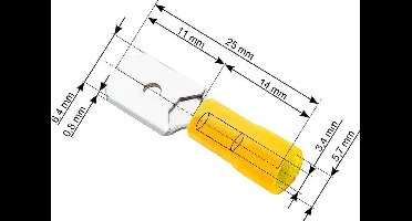 Vlakstekker Plat Geel - Insteekbreedte 6.4 mm Insteekdikte 0.8 mm - 100 Stuks