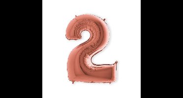 Folieballon cijfer '2' rosÃ© goud (100cm)