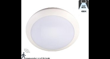 Led Plafonnière 16w, 1390 Lumen, 4000K Neutraal Wit, Met bewegingssensor en terugdimfunctie, IP66, IK10