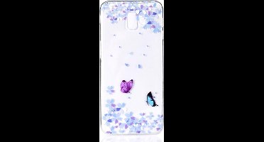 Shop4 - Samsung Galaxy J6 Plus Hoesje - Zachte Back Case Vlinders Transparant