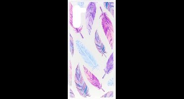 Shop4 - Samsung Galaxy Note 10 Hoesje - Zachte Back Case Kleurrijke Veren Transparant