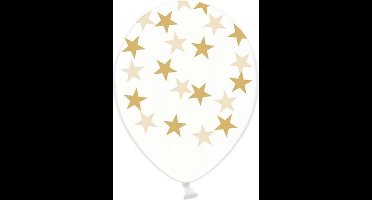 Partydeco - Ballonnen Clear Met Gouden Ster (10 stuks)