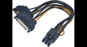 Akasa Stroom Adapter [2x SATA-stroomstekker - 1x PCIe-stekker 6-polig] 0.15 m Zwart, Geel