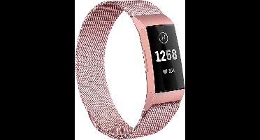 Bandje geschikt voor Fitbit Charge 3 - Roségoud Milanese Band