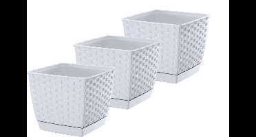 Bloempot Bloembak Ratolla Square 15x15x13cm WIT Prosperplast / 3 STUKS ! /