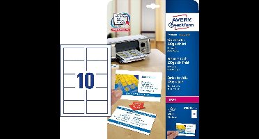 visitekaartjes Avery 85x54mm 220gr wit 10 vel 10 kaarten per vel AV-C32016-10
