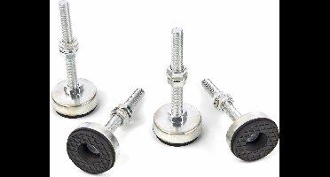 HBM 4-delige set stelvoeten M12 draad, 125 kg per stuk, 5,5 x 5,5 x 2 cm